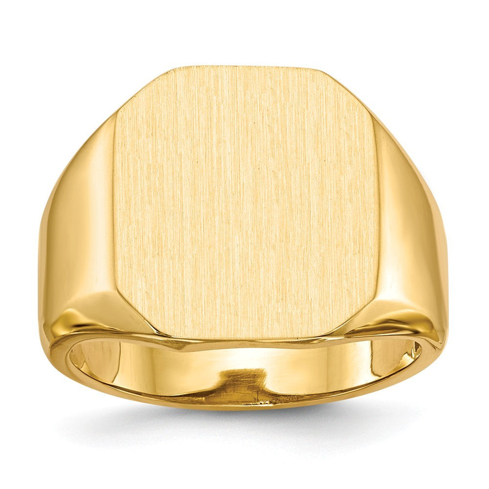 Mens Tapered Square Signet Ring Custom Personalized with Free Engraving Available of Initials or Monogram in Solid 14K Yellow Gold