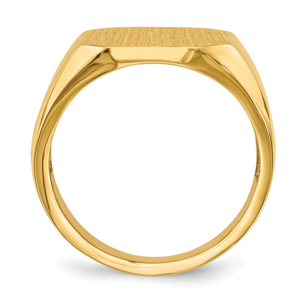 Mens Tapered Square Signet Ring Custom Personalized with Free Engraving Available of Initials or Monogram in Solid 14K Yellow Gold
