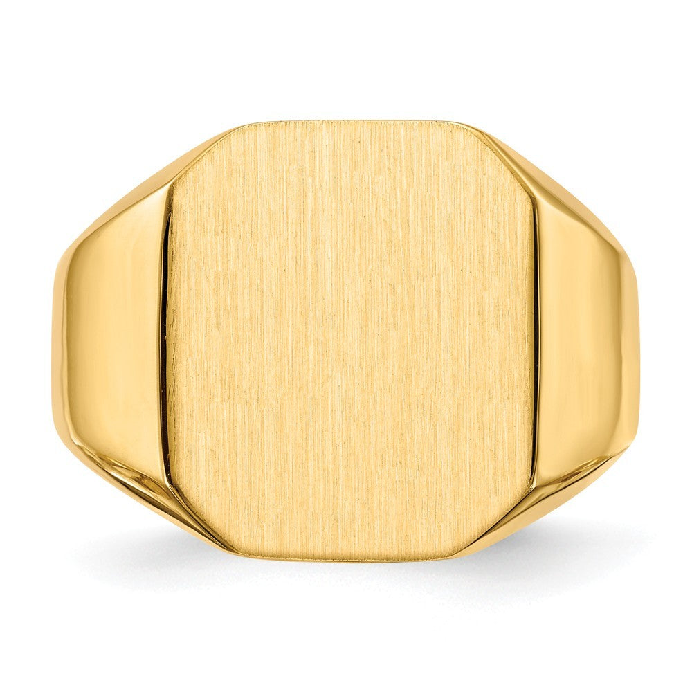 Mens Tapered Square Signet Ring Custom Personalized with Free Engraving Available of Initials or Monogram in Solid 14K Yellow Gold