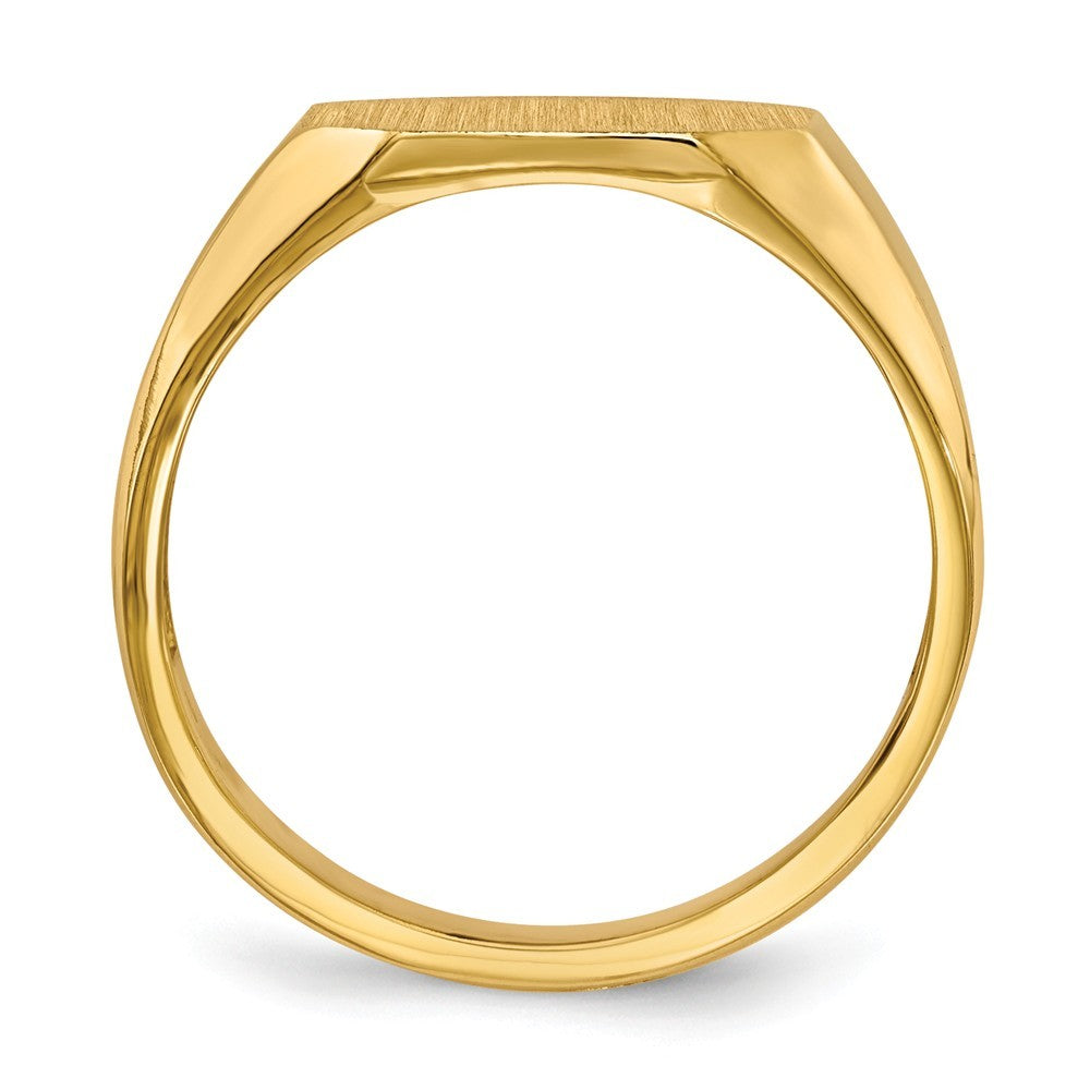 Open Back Mens Signet Ring Custom Personalized with Free Engraving Available of Initials or Monogram in Solid 14K Yellow Gold