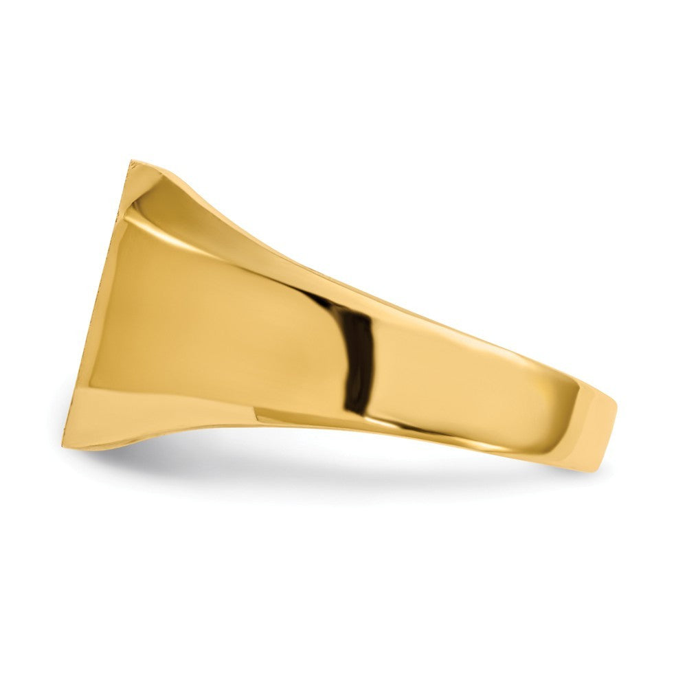 Open Back Mens Signet Ring Custom Personalized with Free Engraving Available of Initials or Monogram in Solid 14K Yellow Gold