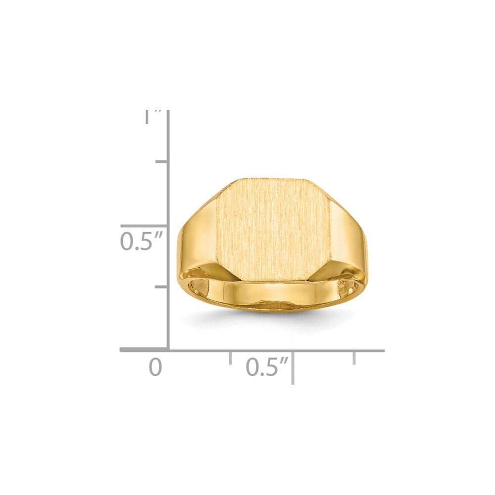 Open Back Mens Signet Ring Custom Personalized with Free Engraving Available of Initials or Monogram in Solid 14K Yellow Gold