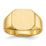 Load image into Gallery viewer, Solid Closed Back Mens Signet Ring Custom Personalized with Free Engraving Available of Initials or Monogram in Solid 14K Yellow Gold

