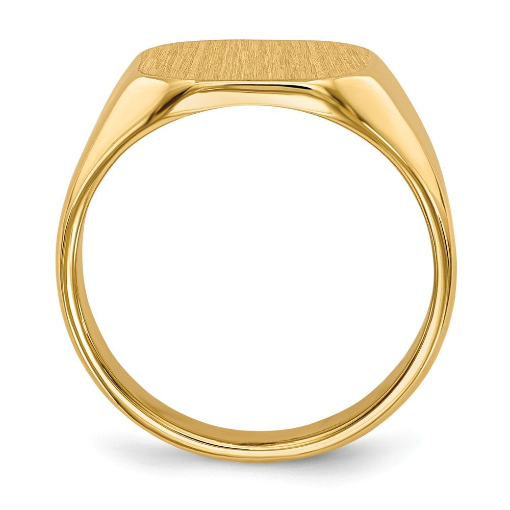 Solid Closed Back Mens Signet Ring Custom Personalized with Free Engraving Available of Initials or Monogram in Solid 14K Yellow Gold