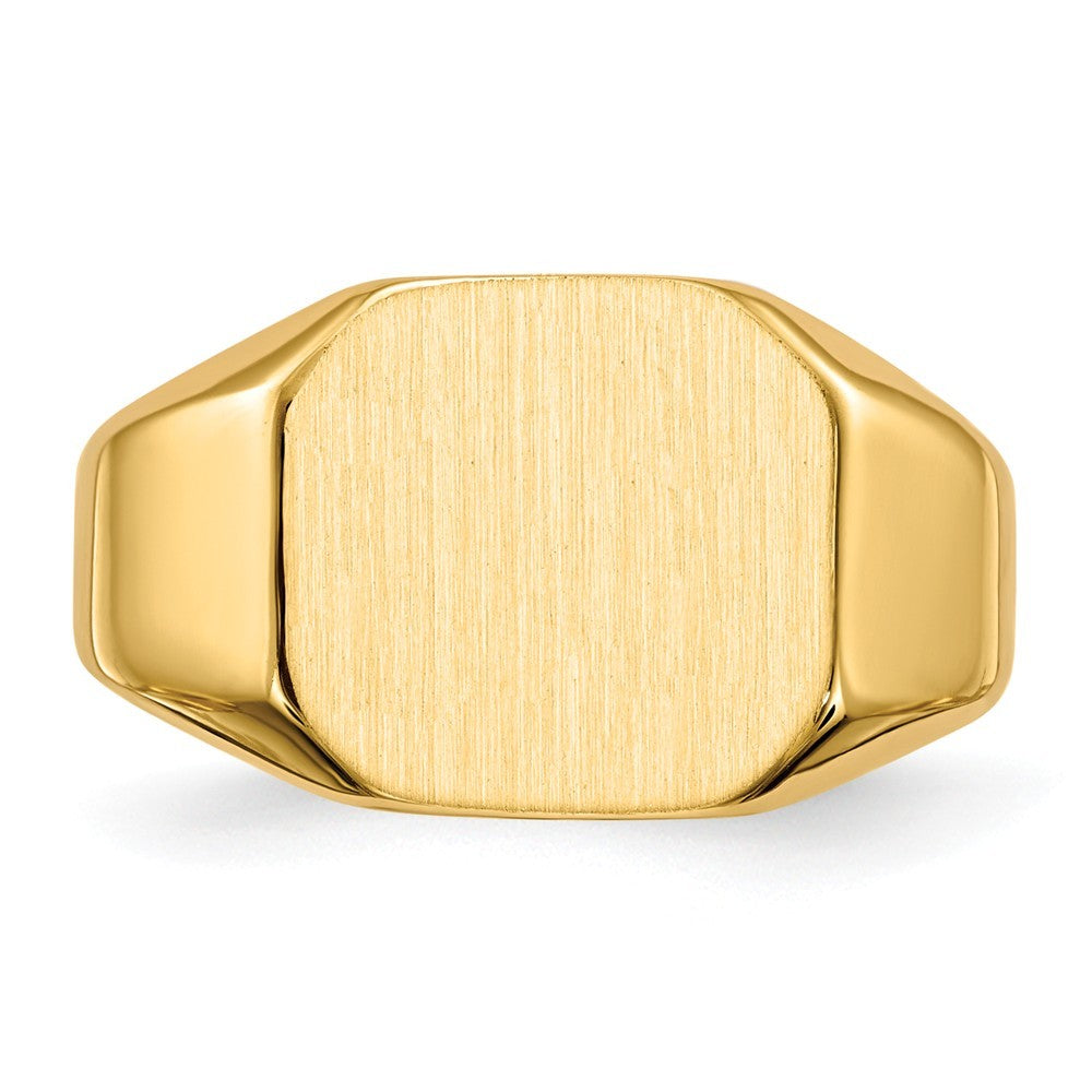 Solid Closed Back Mens Signet Ring Custom Personalized with Free Engraving Available of Initials or Monogram in Solid 14K Yellow Gold