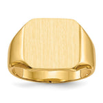 Load image into Gallery viewer, Solid Closed Back Mens Signet Ring Custom Personalized with Free Engraving Available of Initials or Monogram in Solid 14K Yellow Gold

