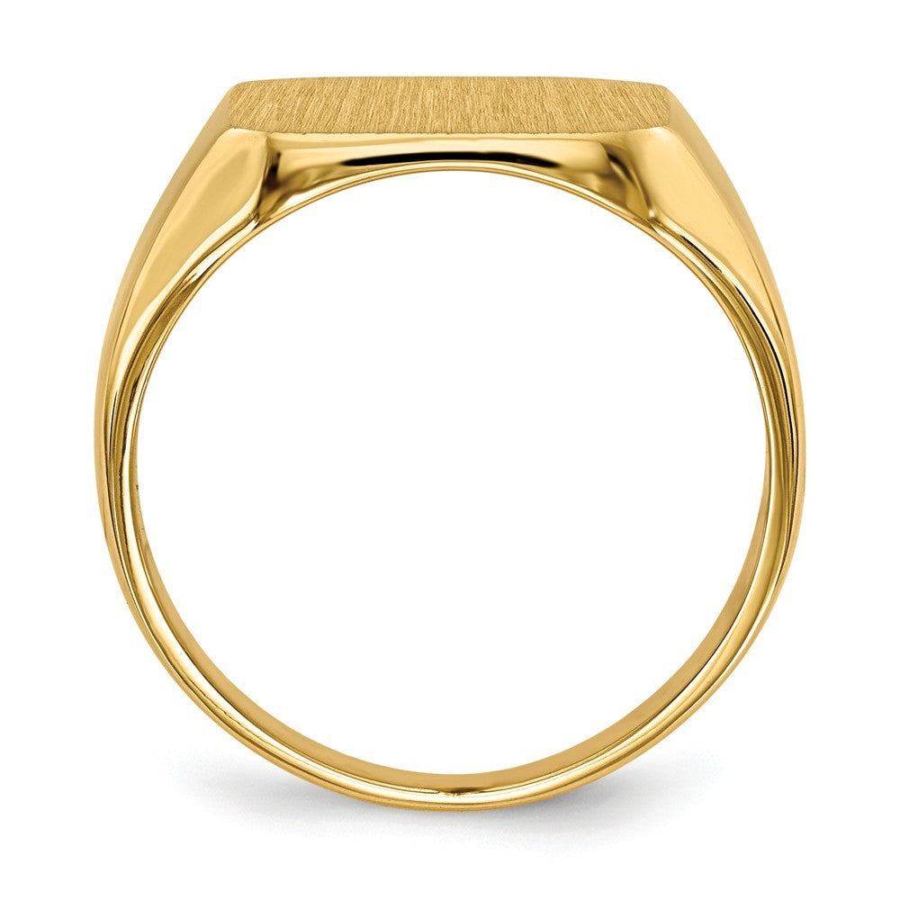 Solid Closed Back Mens Signet Ring Custom Personalized with Free Engraving Available of Initials or Monogram in Solid 14K Yellow Gold
