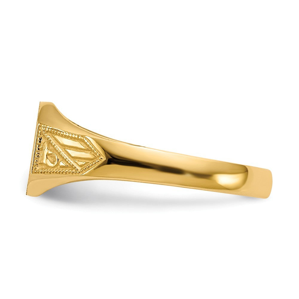 Solid Back Mens or Ladies Signet Ring Custom Personalized with Free Engraving Available of Initials or Monogram in Solid 14K Yellow Gold