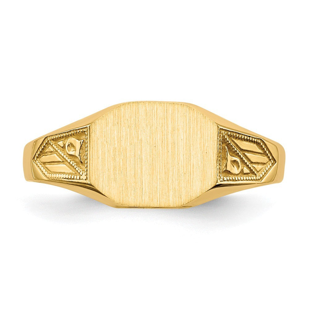 Solid Back Mens or Ladies Signet Ring Custom Personalized with Free Engraving Available of Initials or Monogram in Solid 14K Yellow Gold