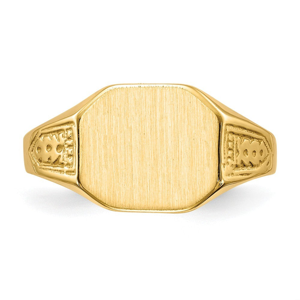 Solid Back Mens or Ladies Signet Ring Custom Personalized with Free Engraving Available of Initials or Monogram in Solid 14K Yellow Gold