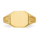 Load image into Gallery viewer, Solid Back Mens or Ladies Signet Ring Custom Personalized with Free Engraving Available of Initials or Monogram in Solid 14K Yellow Gold
