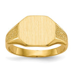 Load image into Gallery viewer, Solid Back Mens or Ladies Signet Ring Custom Personalized with Free Engraving Available of Initials or Monogram in Solid 14K Yellow Gold
