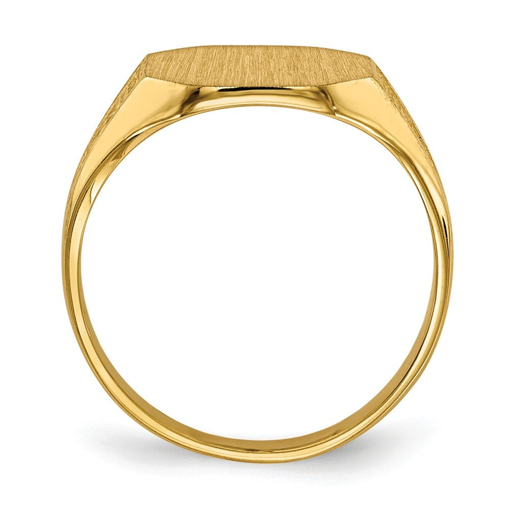 Solid Back Mens or Ladies Signet Ring Custom Personalized with Free Engraving Available of Initials or Monogram in Solid 14K Yellow Gold