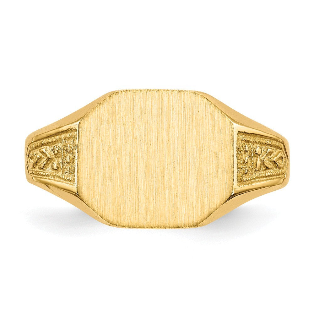 Solid Back Mens or Ladies Signet Ring Custom Personalized with Free Engraving Available of Initials or Monogram in Solid 14K Yellow Gold