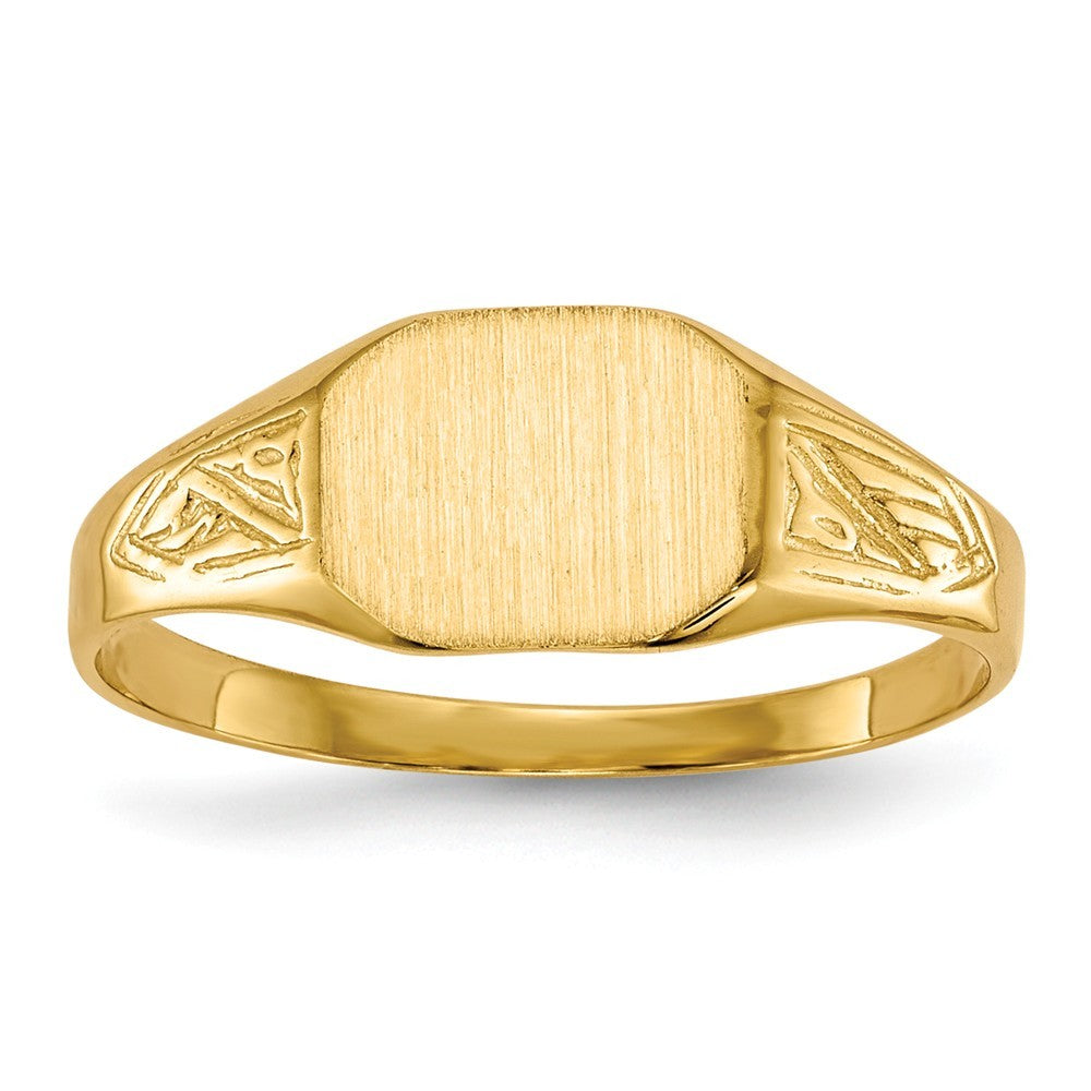 Open Back Mens or Ladies Signet Ring Custom Personalized with Free Engraving Available of Initials in Solid 14K Yellow Gold