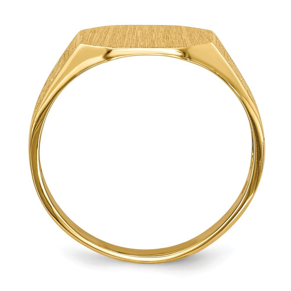 Open Back Mens or Ladies Signet Ring Custom Personalized with Free Engraving Available of Initials or Monogram in Solid 14K Yellow Gold