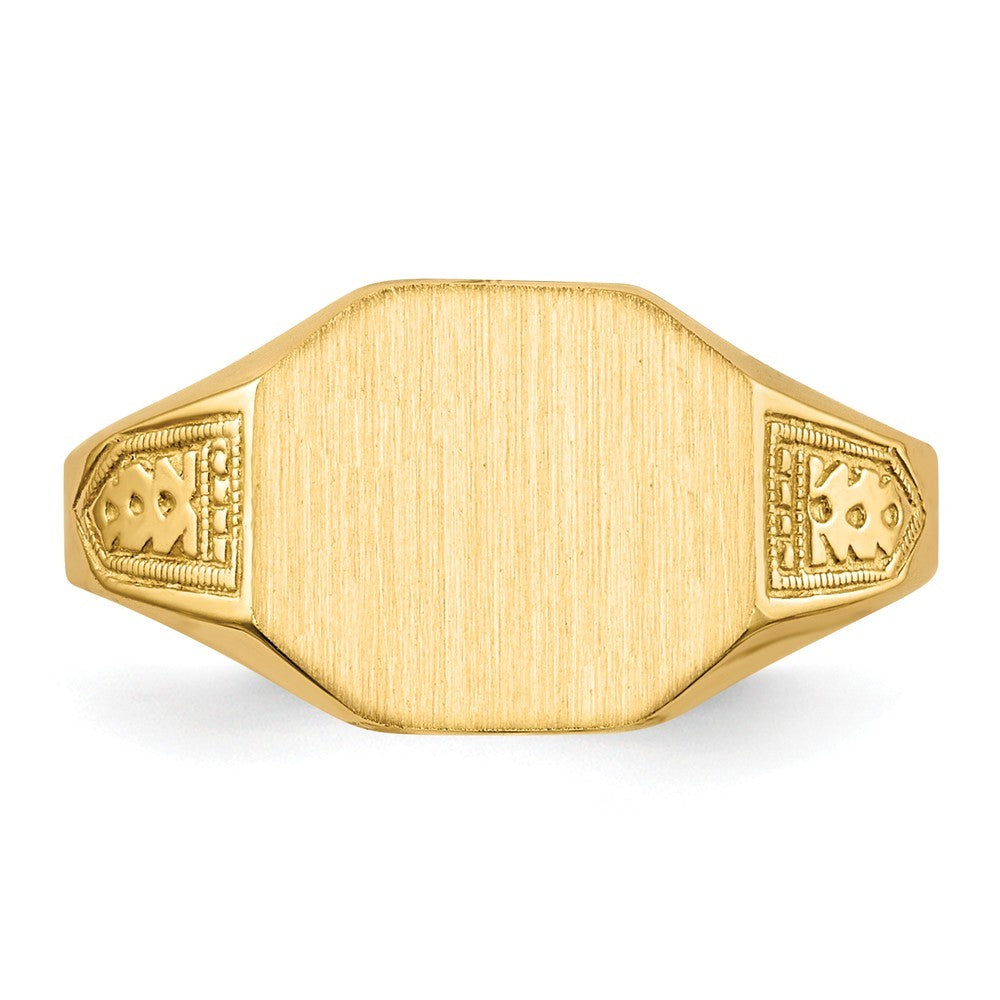 Open Back Mens or Ladies Signet Ring Custom Personalized with Free Engraving Available of Initials or Monogram in Solid 14K Yellow Gold