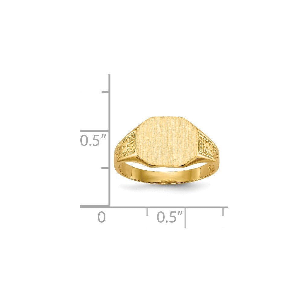 Open Back Mens or Ladies Signet Ring Custom Personalized with Free Engraving Available of Initials or Monogram in Solid 14K Yellow Gold