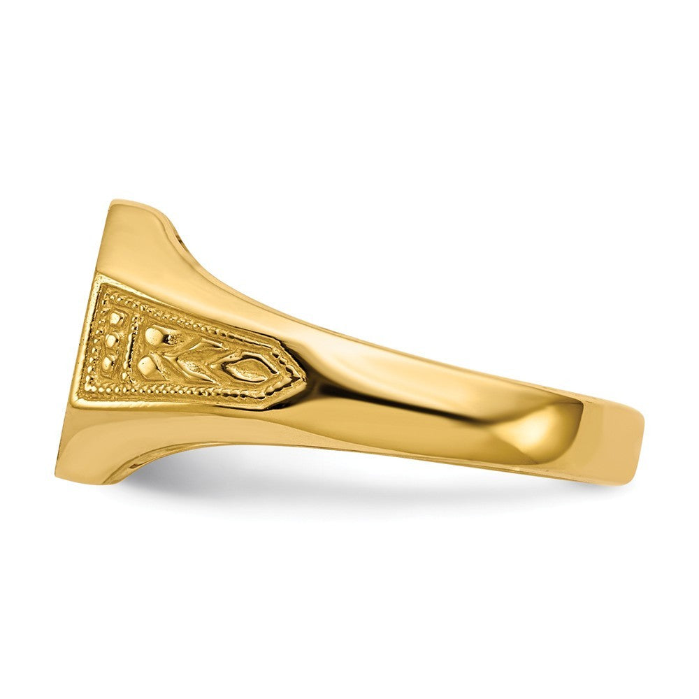 Open Back Mens or Ladies Signet Ring Custom Personalized with Free Engraving Available of Initials or Monogram in Solid 14K Yellow Gold