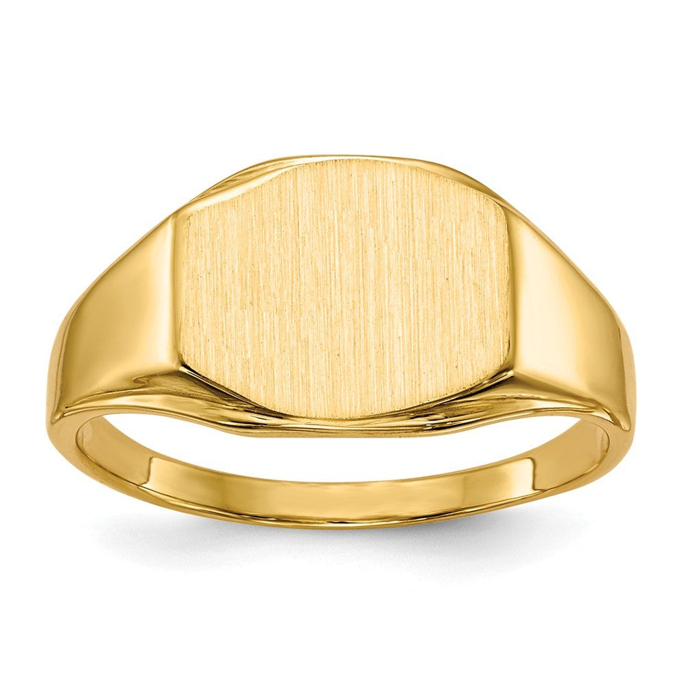 Solid Closed Back Mens or Ladies Signet Ring Custom Personalized with Free Engraving Available of Initials or Monogram in Solid 14K Yellow Gold