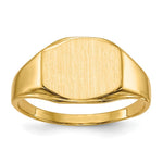Load image into Gallery viewer, Solid Closed Back Mens or Ladies Signet Ring Custom Personalized with Free Engraving Available of Initials or Monogram in Solid 14K Yellow Gold
