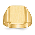 Load image into Gallery viewer, Solid Closed Back Mens Beveled Square Top Signet Ring Custom Personalized with Free Engraving Available of Initials or Monogram in Solid 14K Yellow Gold
