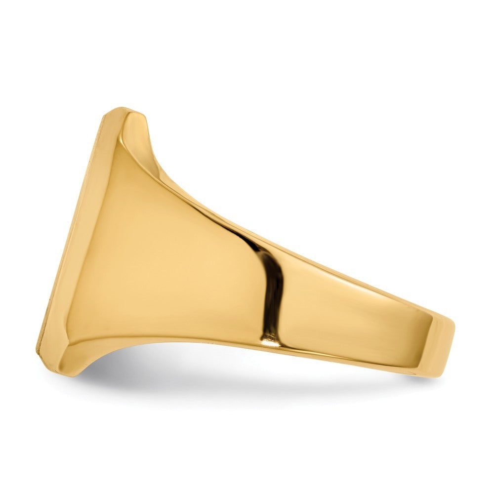 Solid Closed Back Mens Beveled Square Top Signet Ring Custom Personalized with Free Engraving Available of Initials or Monogram in Solid 14K Yellow Gold