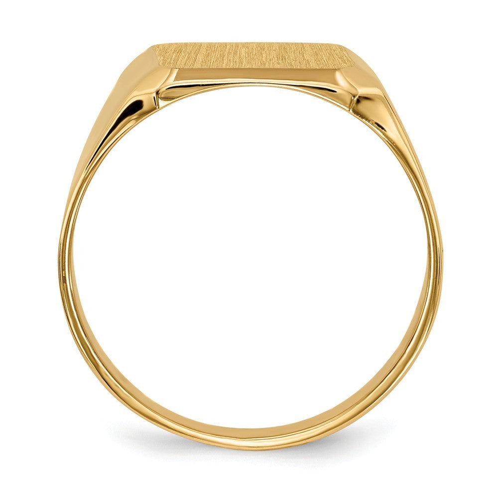 Solid Closed Back Mens Beveled Square Top Signet Ring Custom Personalized with Free Engraving Available of Initials or Monogram in Solid 14K Yellow Gold