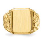 Load image into Gallery viewer, Open Back Mens Nugget Sides Square Top Signet Ring Custom Personalized with Free Engraving Available of Initials or Monogram in Solid 14K Yellow Gold

