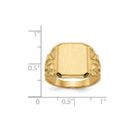 Load image into Gallery viewer, Open Back Mens Nugget Sides Square Top Signet Ring Custom Personalized with Free Engraving Available of Initials or Monogram in Solid 14K Yellow Gold
