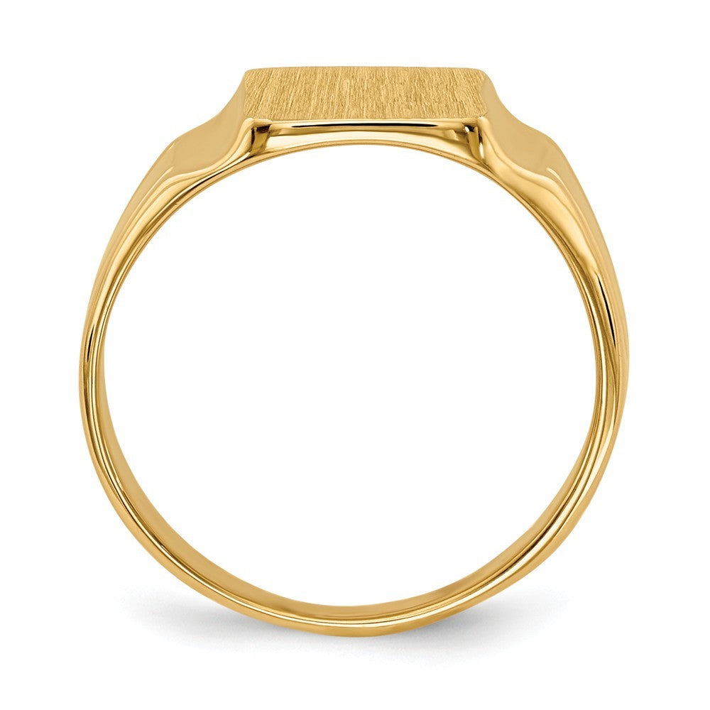 Solid Closed Back Womens Mens 9.5mm Square Top Signet Ring Custom Personalized with Free Engraving Available of Initials or Monogram in Solid 14K Yellow Gold