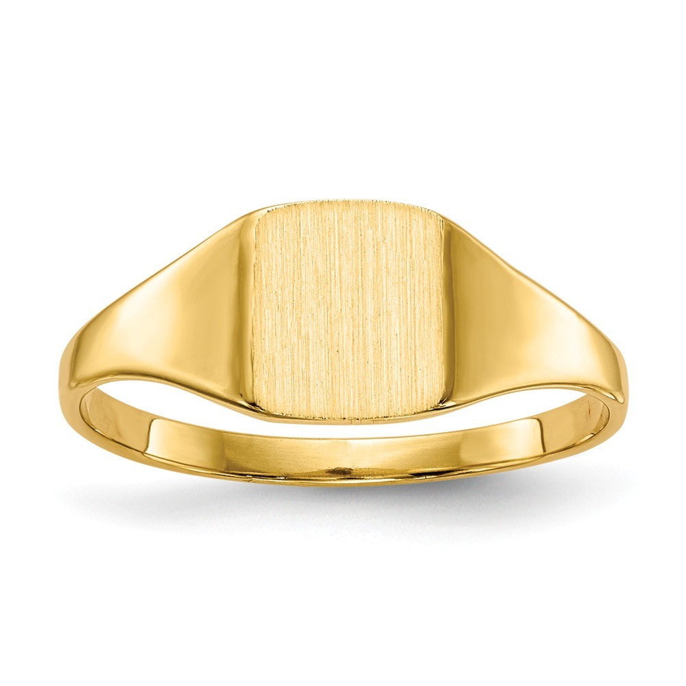 Solid Closed Back Mens or Ladies Signet Ring Custom Personalized with Free Engraving Available of Initials or Monogram  Size 4 in Solid 14K Yellow Gold