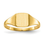 Load image into Gallery viewer, Solid Closed Back Mens or Ladies Signet Ring Custom Personalized with Free Engraving Available of Initials or Monogram  Size 4 in Solid 14K Yellow Gold
