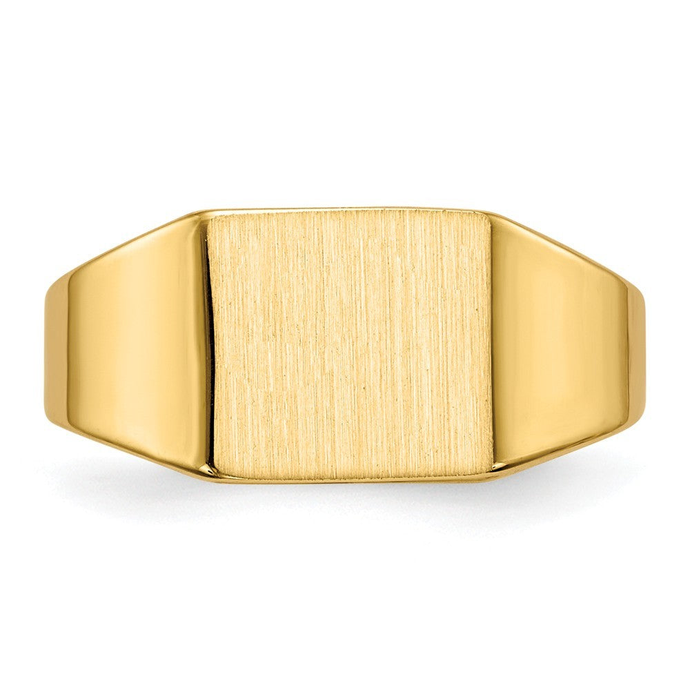 Solid Closed Back Womens Mens 8mm Square Top Signet Ring Custom Personalized with Free Engraving Available of Initials or Monogram in Solid 14K Yellow Gold