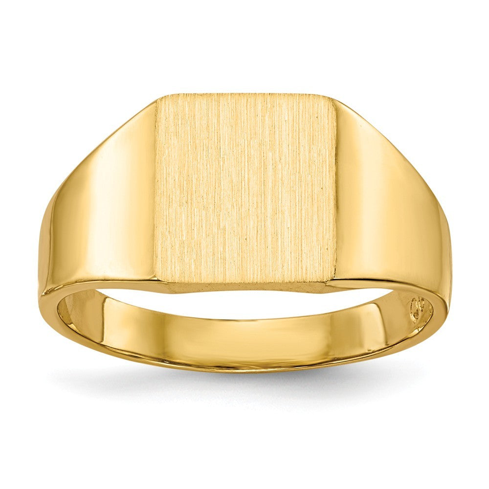 Solid Closed Back Mens or Ladies Signet Ring Custom Personalized with Free Engraving Available of Initials or Monogram in Solid 14K Yellow Gold