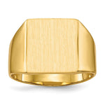 Load image into Gallery viewer, Solid Closed Back Mens 19mm Square Top Signet Ring Custom Personalized with Free Engraving Available of Initials or Monogram in Solid 14K Yellow Gold
