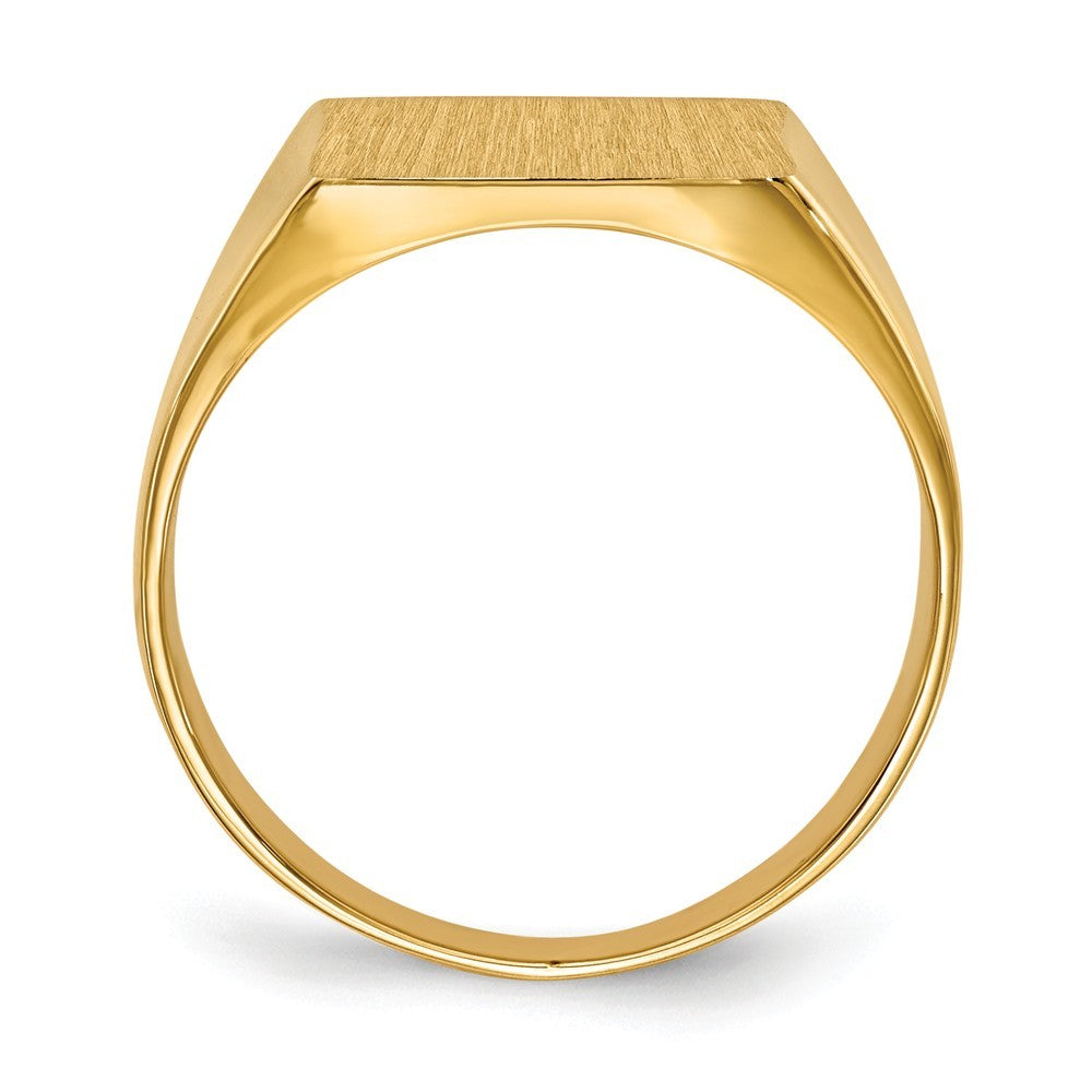 Solid Closed Back Mens 19mm Square Top Signet Ring Custom Personalized with Free Engraving Available of Initials or Monogram in Solid 14K Yellow Gold