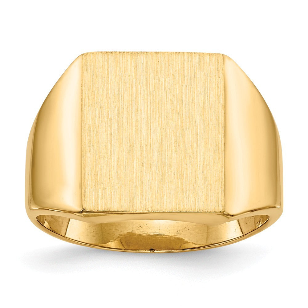 Mens Solid Back Square Signet Ring Custom Personalized with Free Engraving Available of Initials/Monogram in Solid 14K Yellow Gold