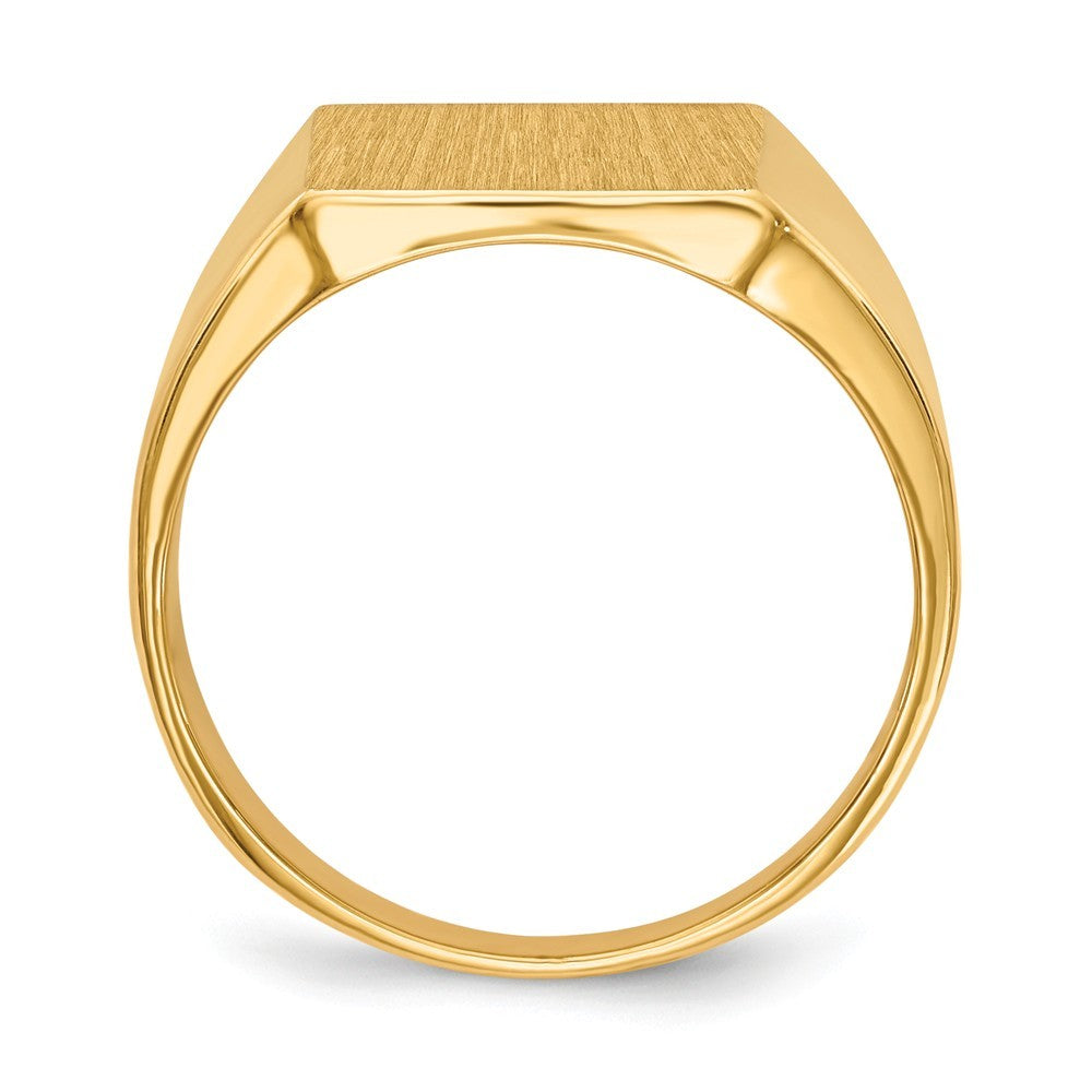 Mens Solid Back Square Signet Ring Custom Personalized with Free Engraving Available of Initials/Monogram in Solid 14K Yellow Gold