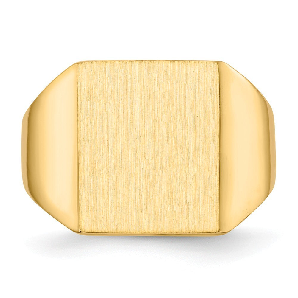 Mens Solid Back Square Signet Ring Custom Personalized with Free Engraving Available of Initials/Monogram in Solid 14K Yellow Gold