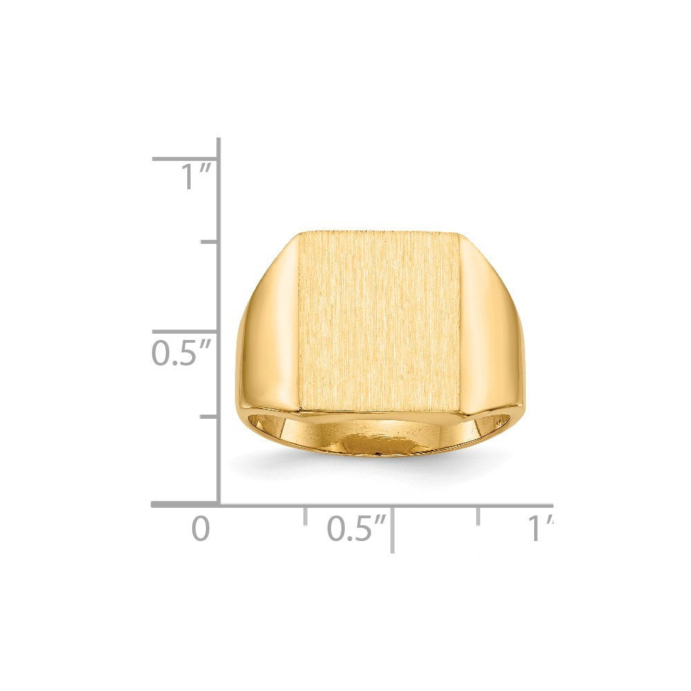 Mens Solid Back Square Signet Ring Custom Personalized with Free Engraving Available of Initials/Monogram in Solid 14K Yellow Gold