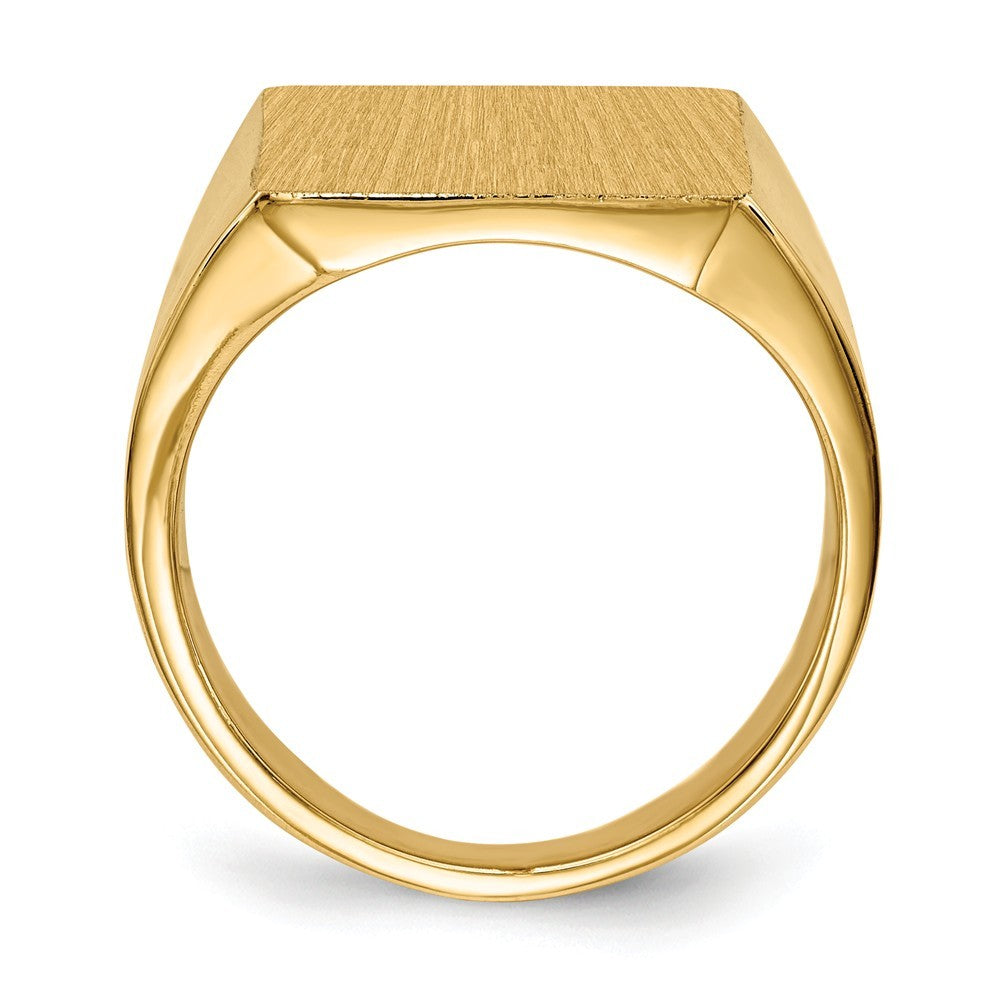 Mens Large Solid Back Square Signet Ring with Free Engraving Available of Initials Monogram in Solid 14K Yellow Gold