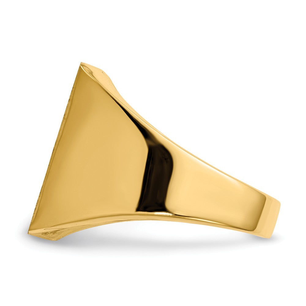 Mens Large Solid Back Square Signet Ring with Free Engraving Available of Initials Monogram in Solid 14K Yellow Gold