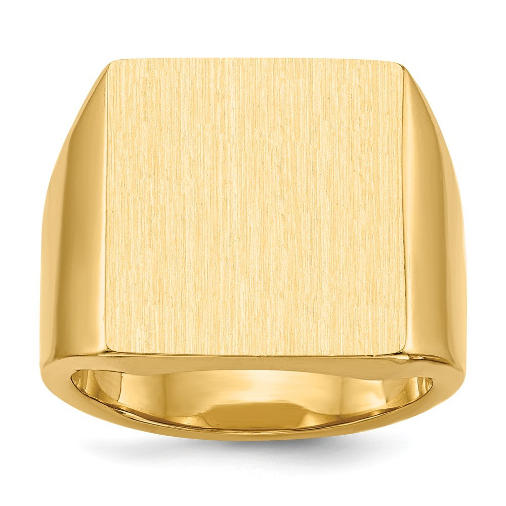 Mens X-Large Solid Back Square Signet Ring with Free Engraving Available of Initials Monogram in Solid 14K Yellow Gold