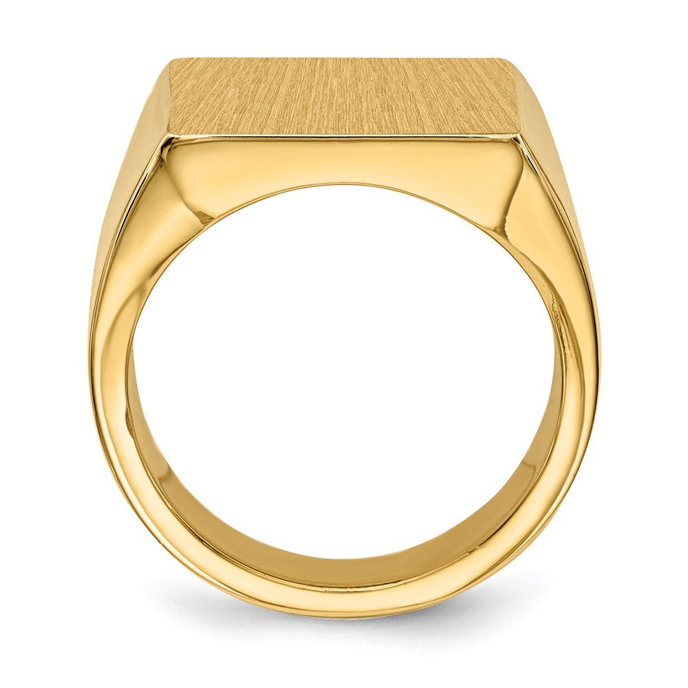 Mens X-Large Solid Back Square Signet Ring with Free Engraving Available of Initials Monogram in Solid 14K Yellow Gold