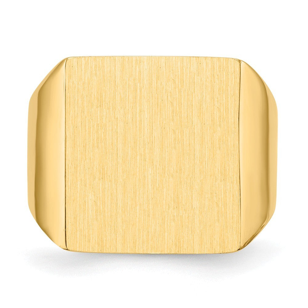 Mens X-Large Solid Back Square Signet Ring with Free Engraving Available of Initials Monogram in Solid 14K Yellow Gold