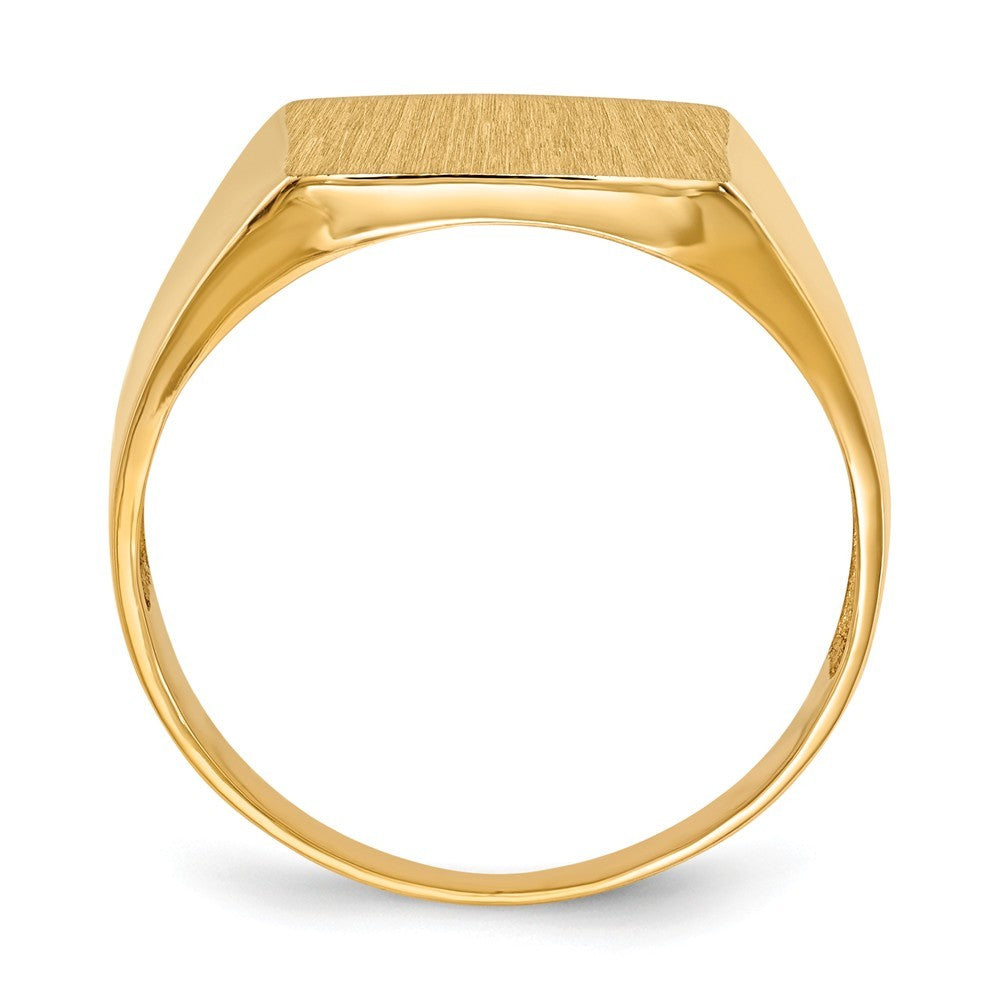 Mens Square Signet Ring Custom Personalized with Free Engraving Available of Initials or Monogram in Solid 14K Yellow Gold