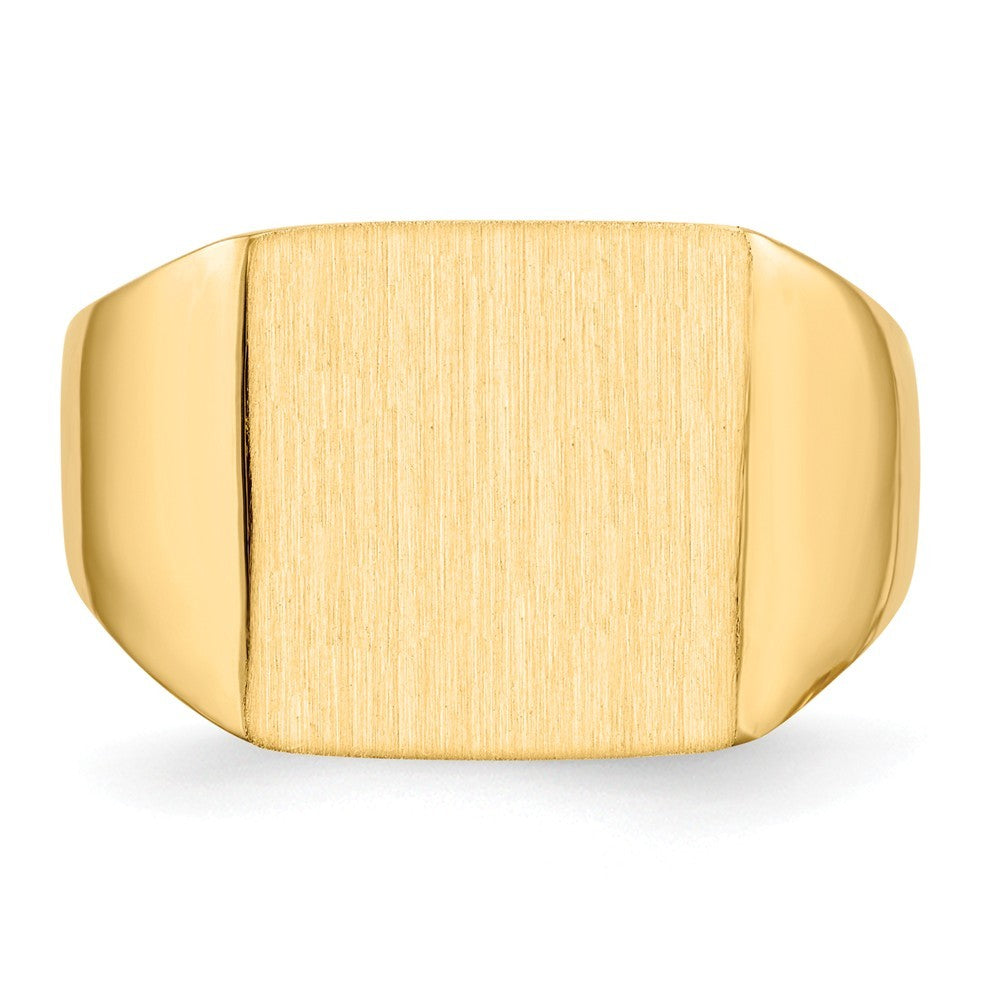 Mens Square Signet Ring Custom Personalized with Free Engraving Available of Initials or Monogram in Solid 14K Yellow Gold