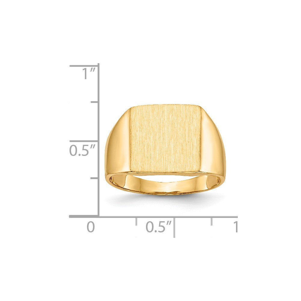 Mens Square Signet Ring Custom Personalized with Free Engraving Available of Initials or Monogram in Solid 14K Yellow Gold