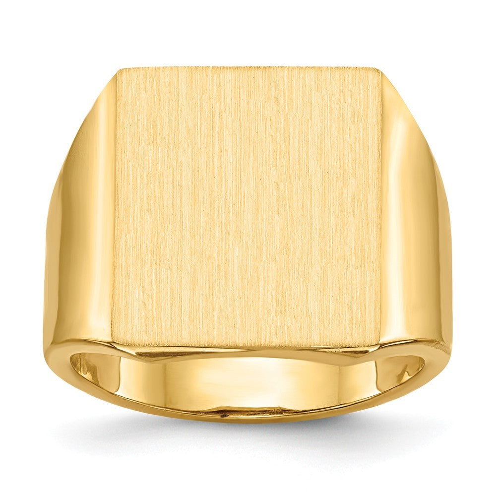 Mens Square Signet Ring Custom Personalized with Free Engraving Available of Initials or Monogram in Solid 14K Yellow Gold